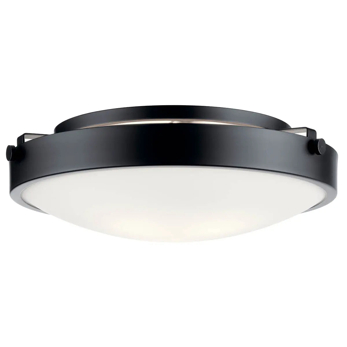 Lytham 17" 3-Light Flush Mount Light with Clear Satin Etched Glass, Black Finish - Bees Lighting