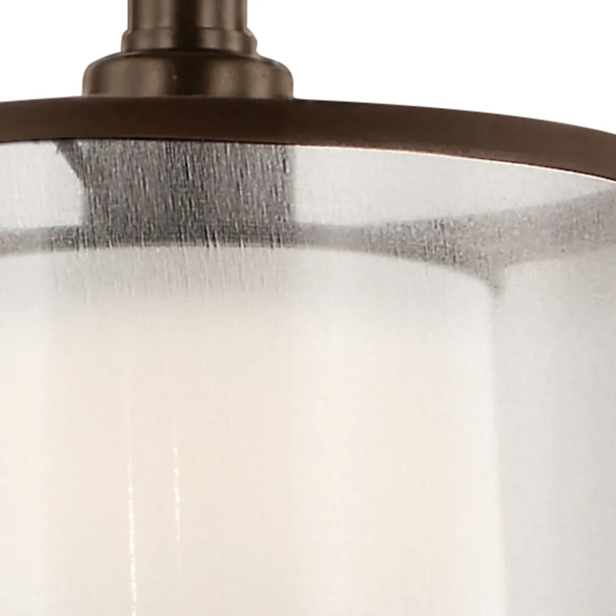 Lacey 10" 1-Light Mini Pendant Light with Clear Satin Etched Glass, Mission Bronze Finish - Bees Lighting