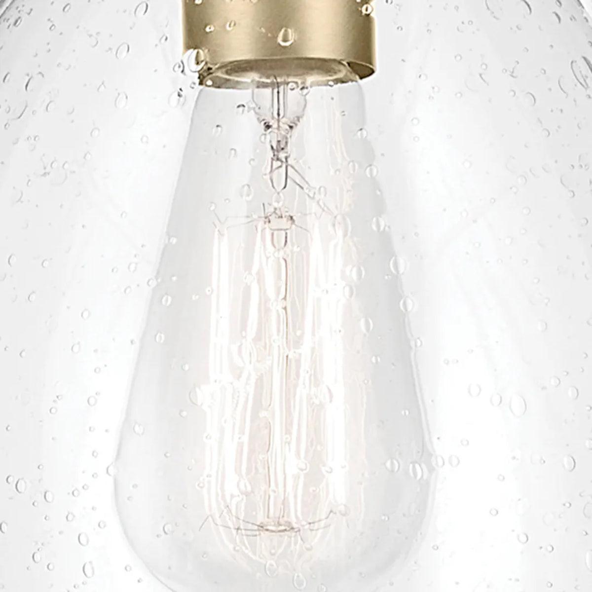 Everly 14" 1-Light Mini Pendant Light with Clear Seeded Glass, Natural Brass Finish - Bees Lighting