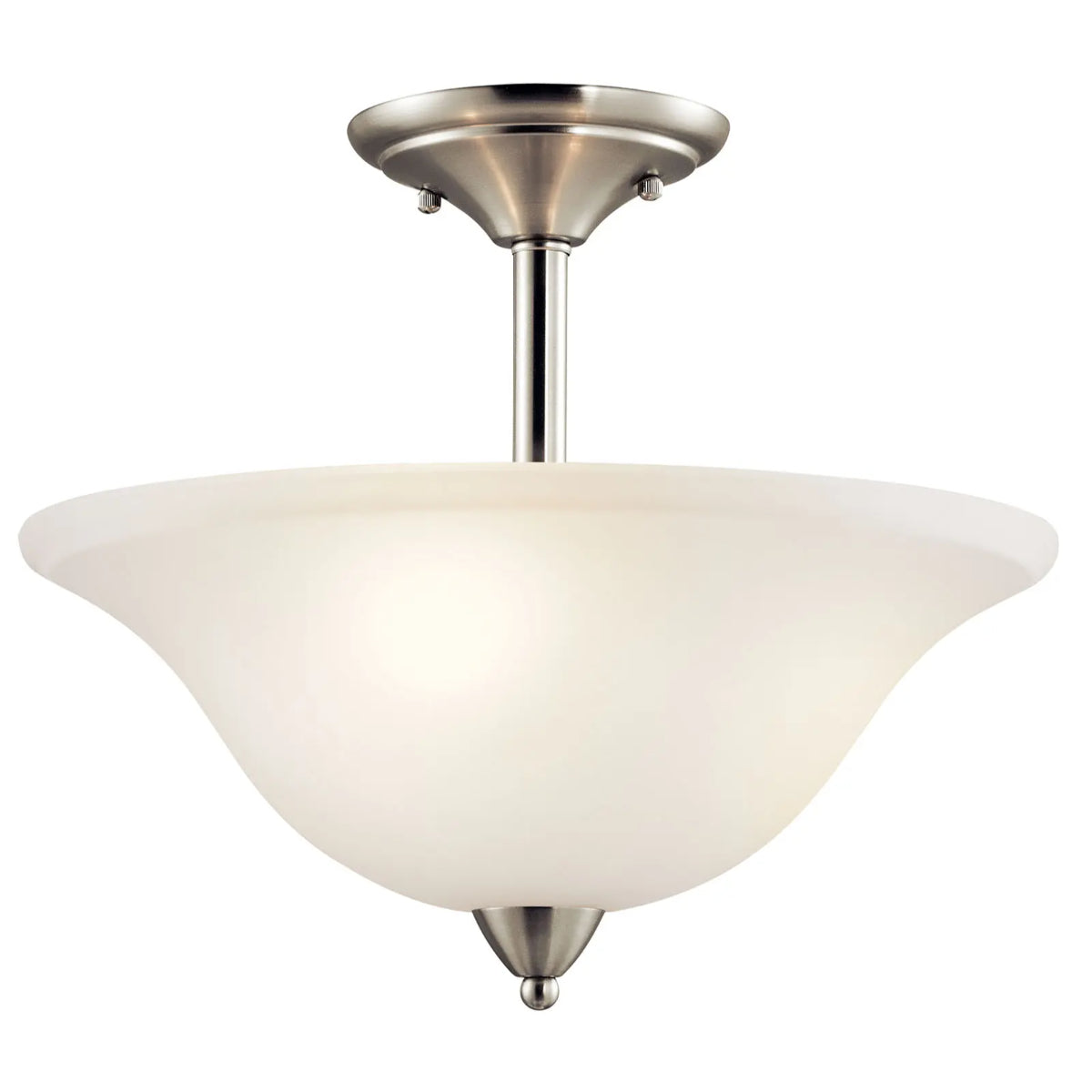 Nicholson 16" 3-Light Semi-Flush Mount Light with Clear Satin Etched Glass, Brushed Nickel Finish