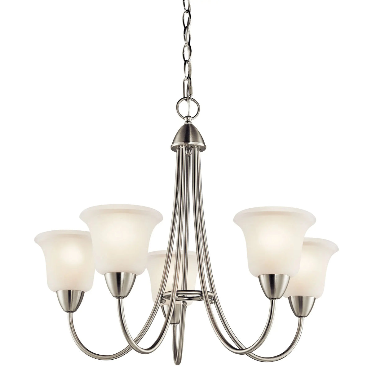 Nicholson 25" 5-Light Chandelier with Clear Satin Etched Glass, Brushed Nickel Finish