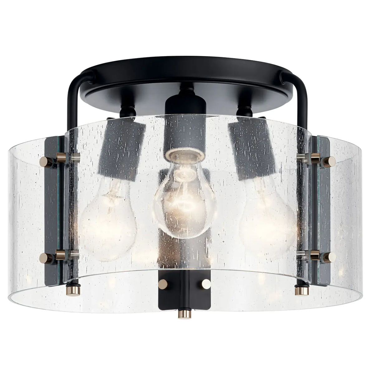 Thoreau 14" 3-Light Semi-Flush Mount Light, Black Finish