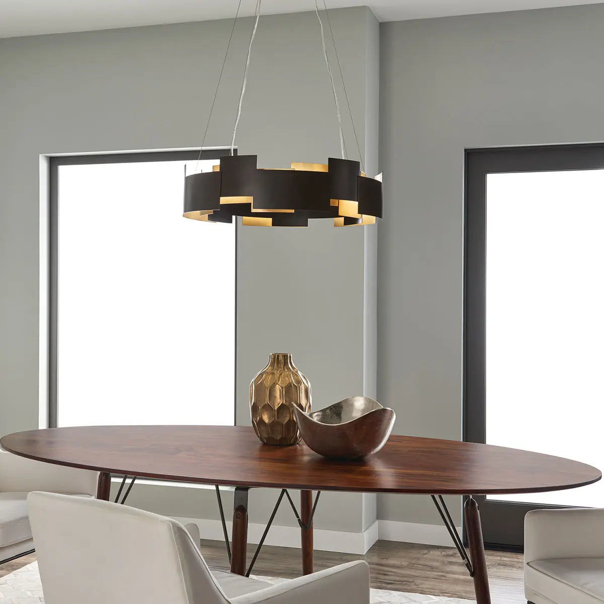 Moderne 27 In. LED Chandelier Bronze Finish - Bees Lighting