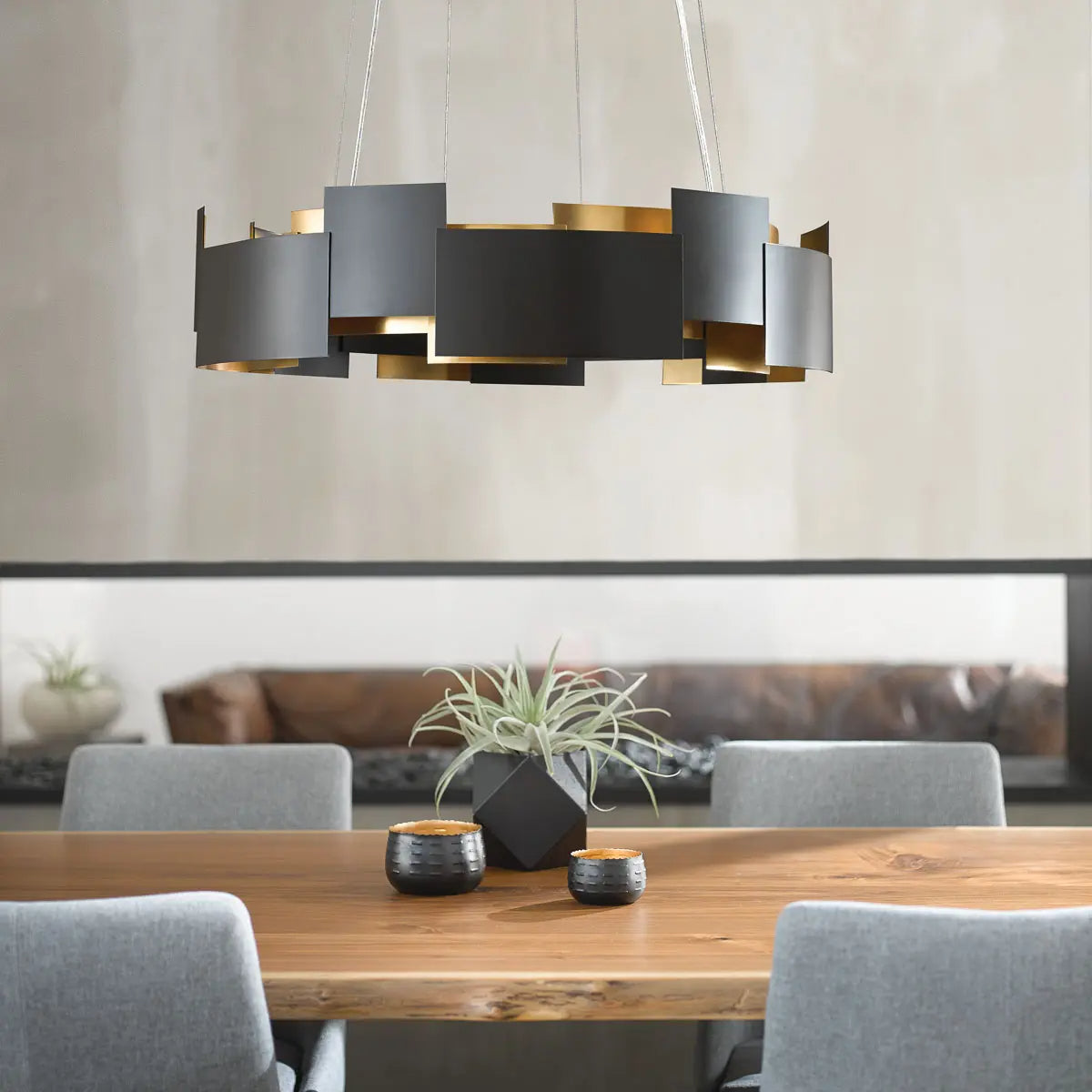 Moderne 27 In. LED Chandelier Bronze Finish - Bees Lighting