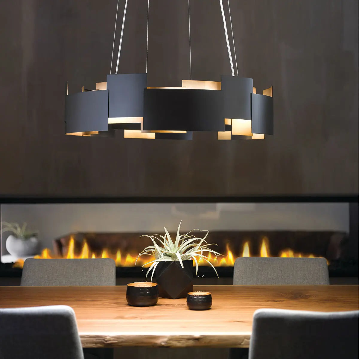 Moderne 27 In. LED Chandelier Bronze Finish - Bees Lighting