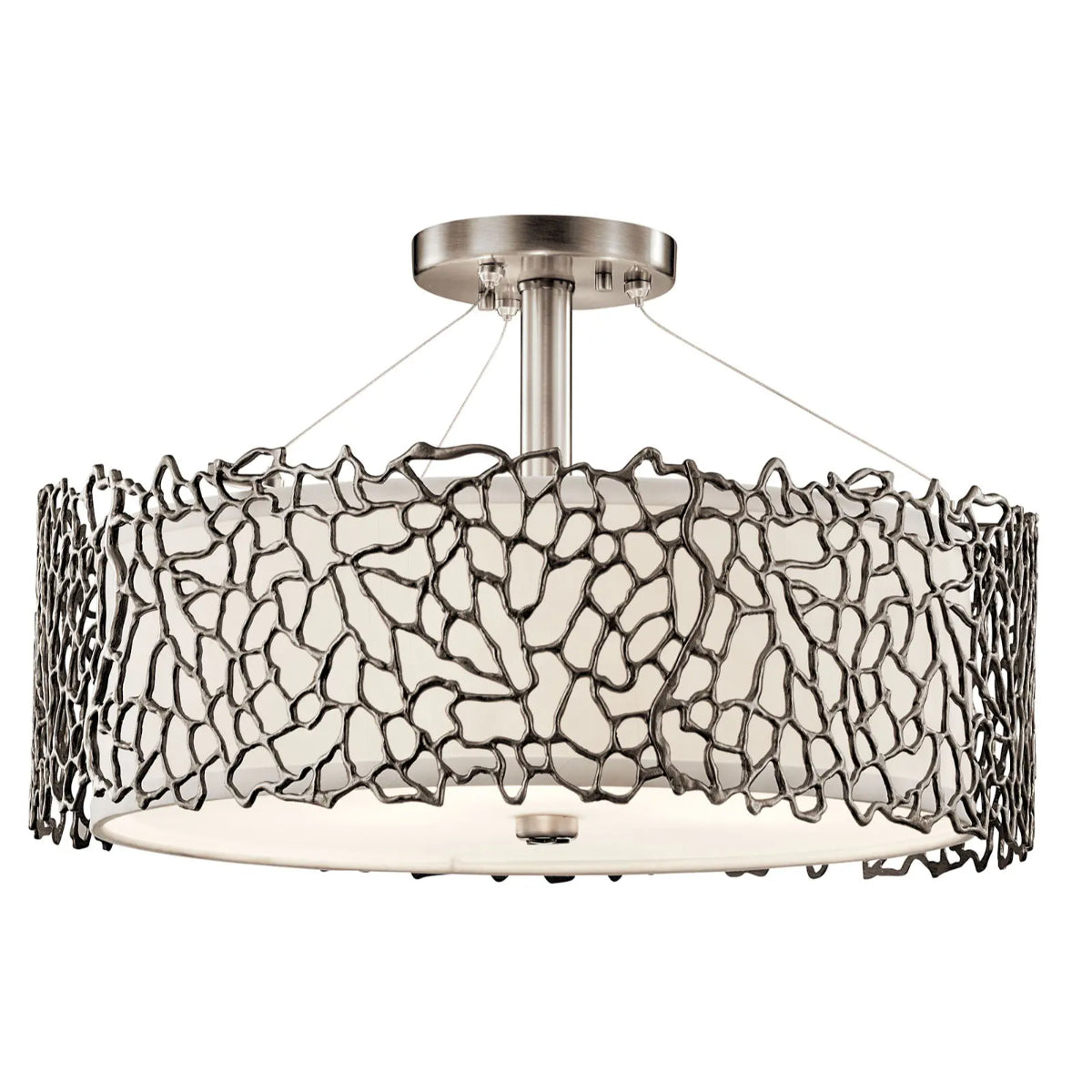 Silver Coral 18" 3-Light Convertible Pendant Light, Classic Pewter Finish - Bees Lighting