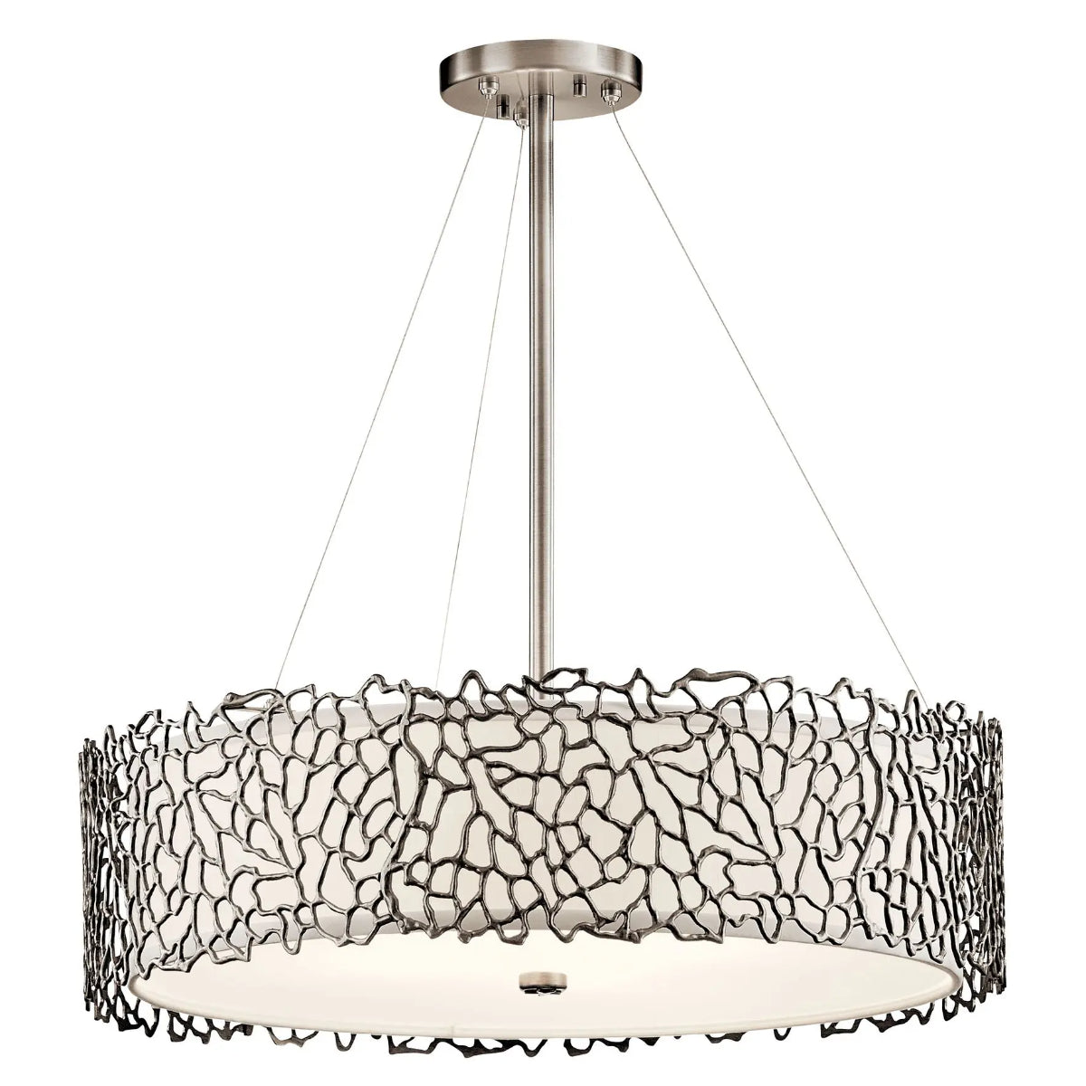 Silver Coral 22" 4-Light Chandelier, Classic Pewter Finish - Bees Lighting