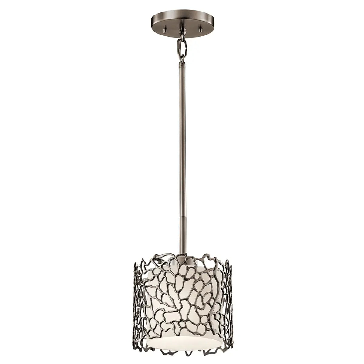 Silver Coral 10" 1 Light Mini Pendant Light, Classic Pewter Finish