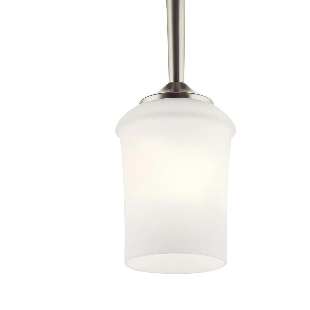 Aubrey 13" 1-Light Mini LED Pendant Light with Satin Etched Cased Opal Glass, Brushed Nickel Finish - Bees Lighting