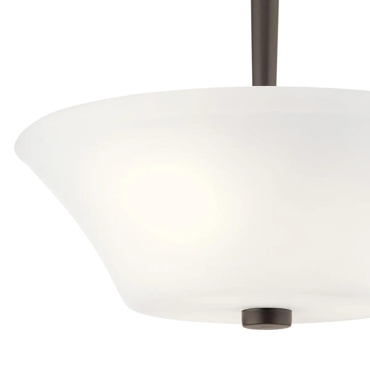 Aubrey 15" 3-Light Semi-Flush Mount Light with Satin Etched Cased Opal Glass, Olde Bronze Finish