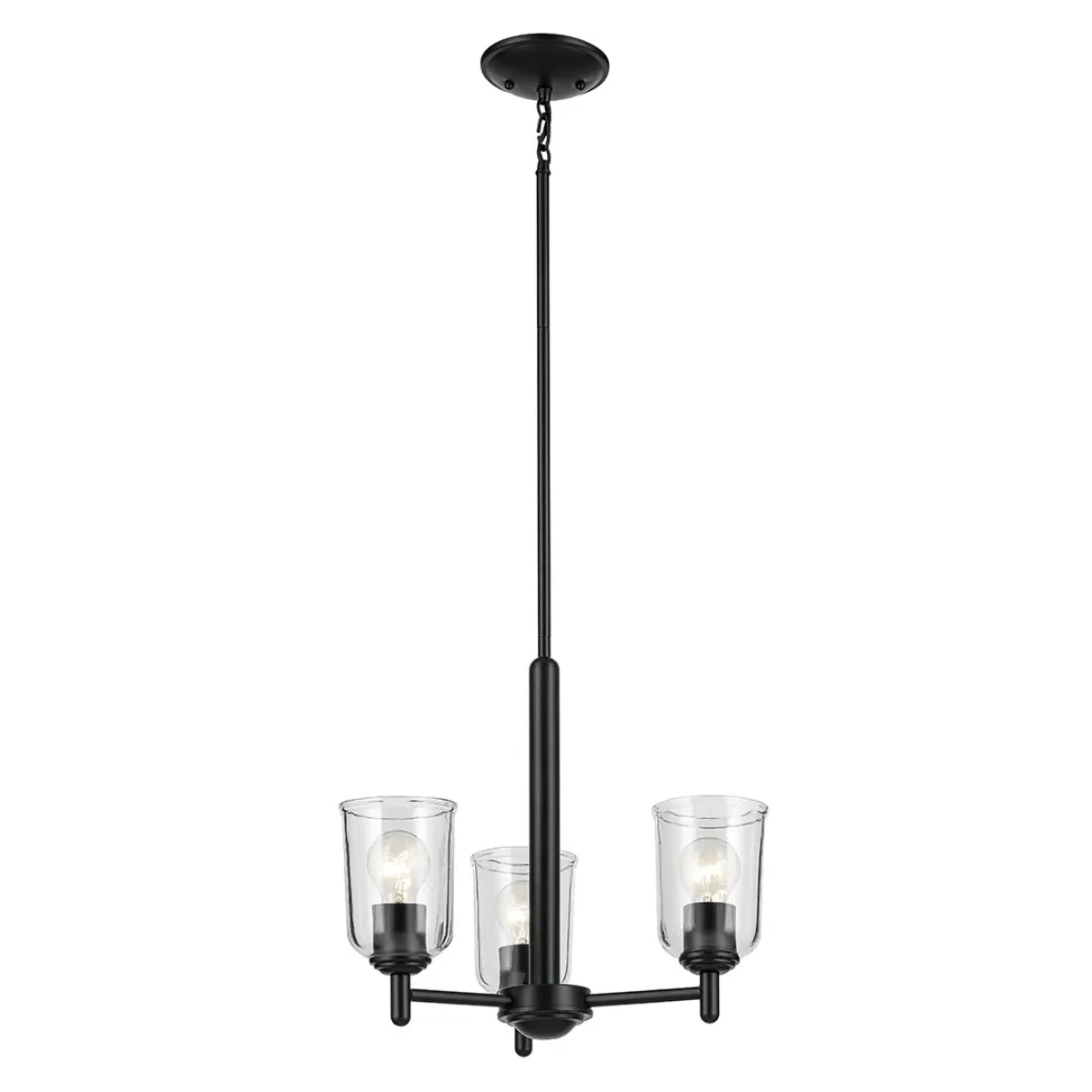 Shailene 18" 3-Light Mini Chandelier with Clear Glass, Black Finish