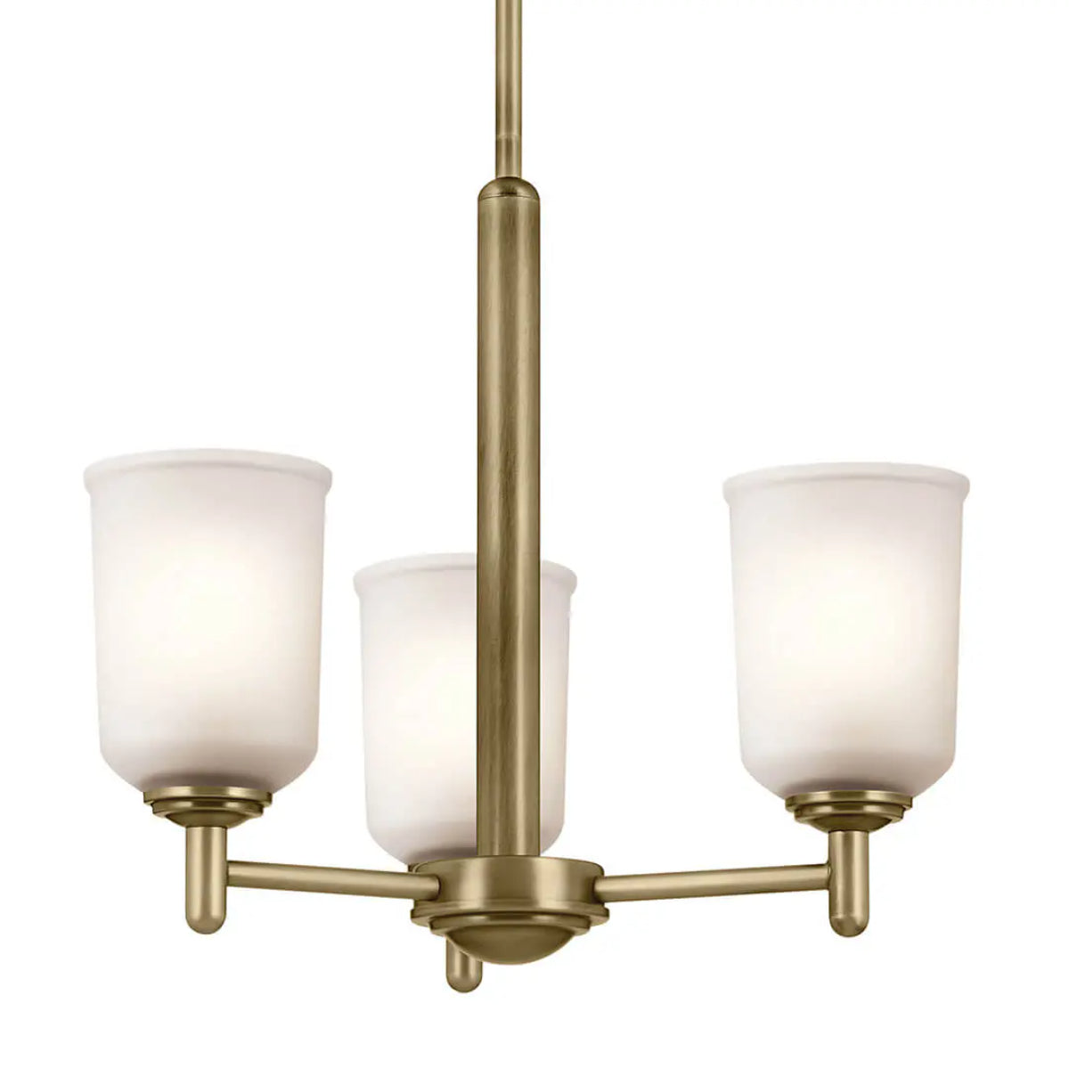 Shailene 18" 3-Light Mini Chandelier with Clear Satin Etched Glass, Natural Brass Finish - Bees Lighting