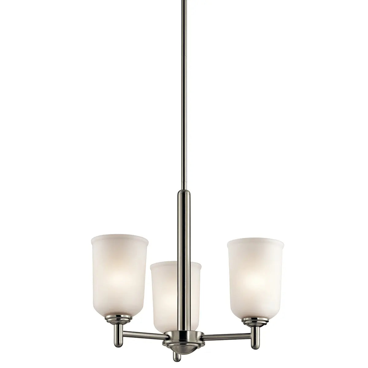 Shailene 18" 3-Light Mini Chandelier with Clear Satin Etched Glass, Brushed Nickel Finish