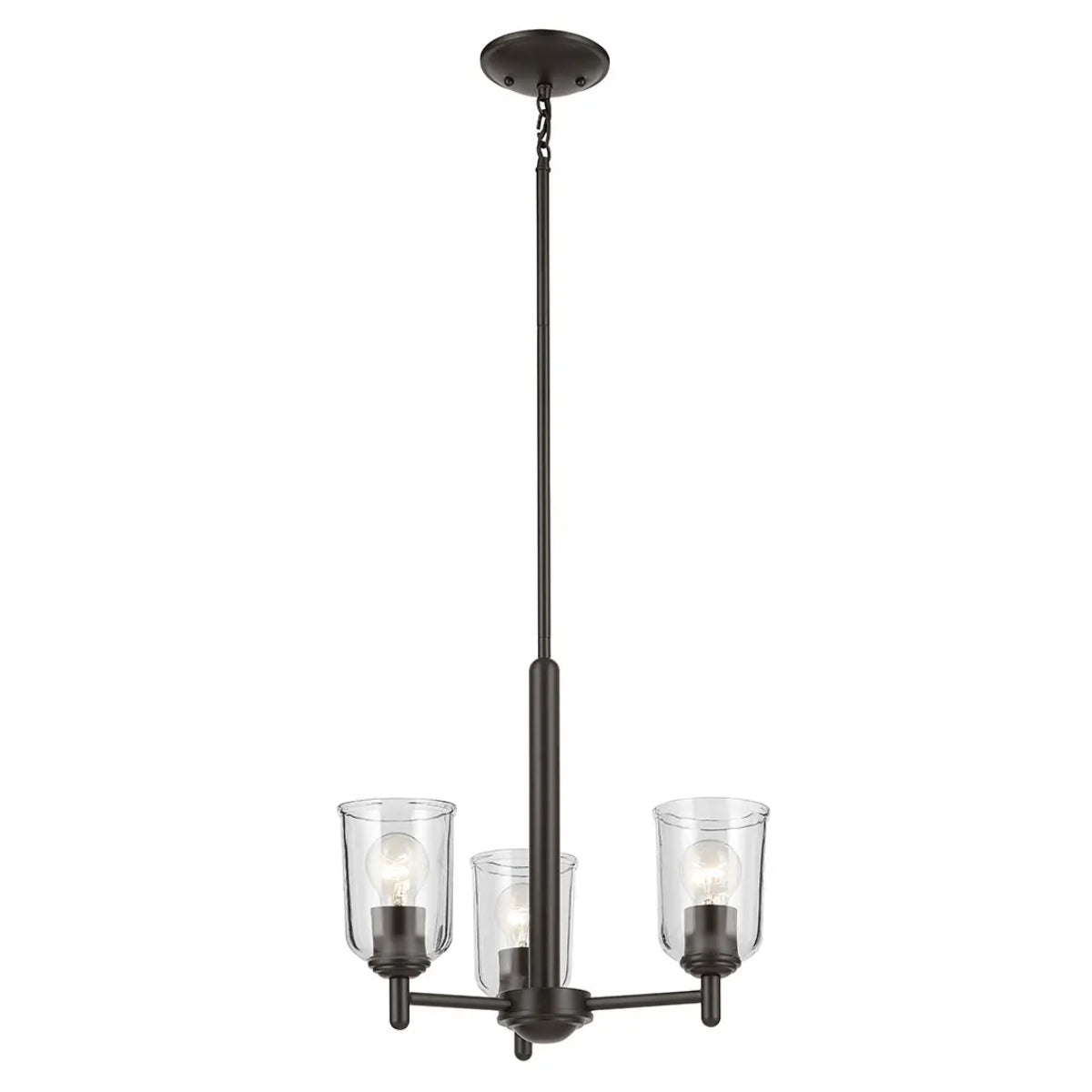 Shailene 18" 3-Light Mini Chandelier with Clear Glass, Olde Bronze Finish