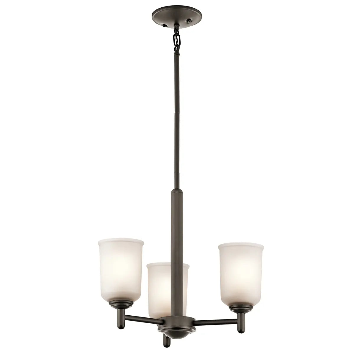 Shailene 18" 3-Light Mini Chandelier with Clear Satin Etched Glass, Olde Bronze Finish