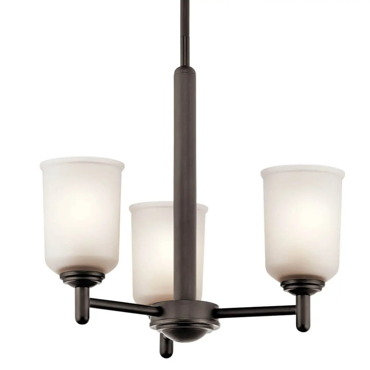 Shailene 18" 3-Light Mini Chandelier with Clear Satin Etched Glass, Olde Bronze Finish