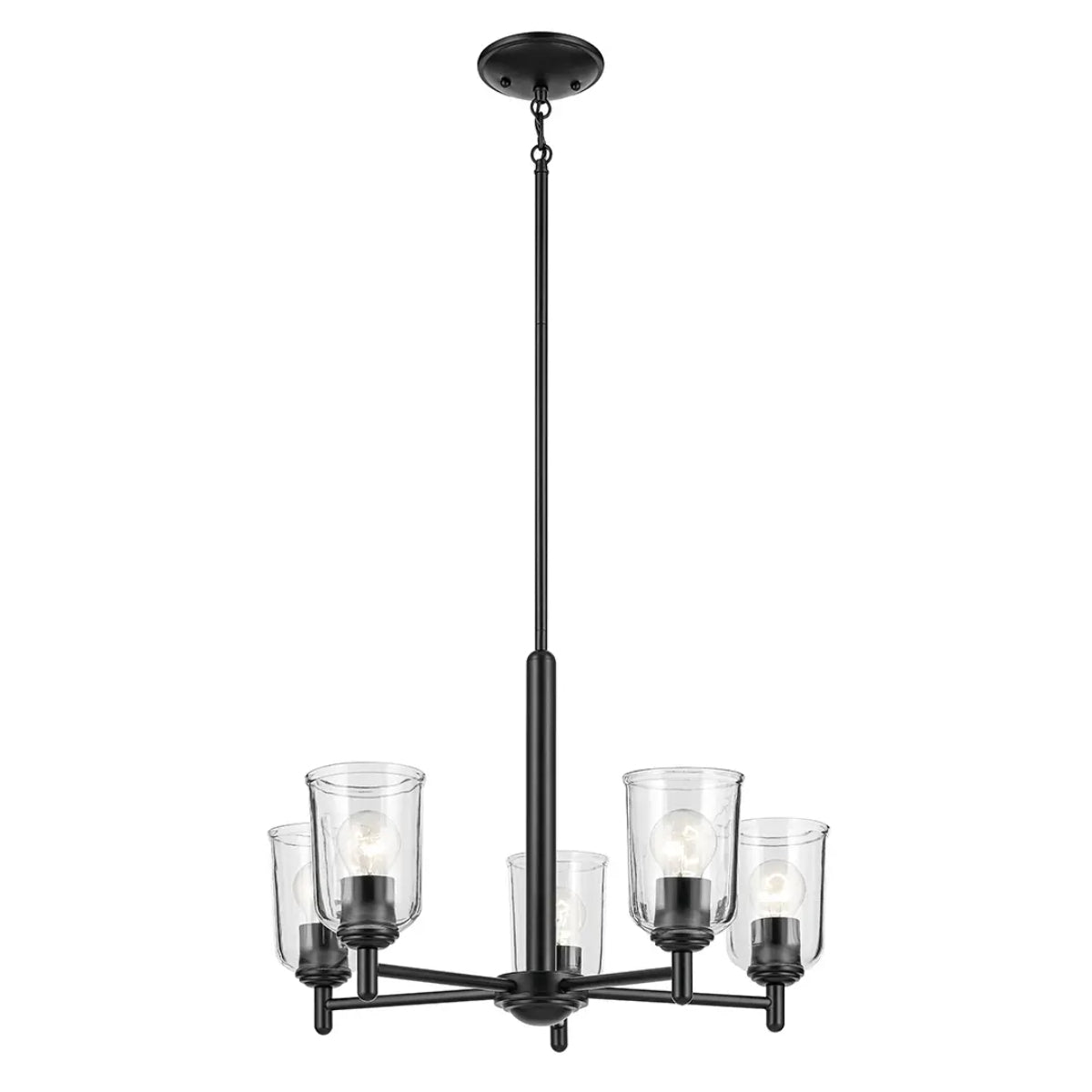 Shailene 24" 5-Light Chandelier with Clear Glass, Black Finish