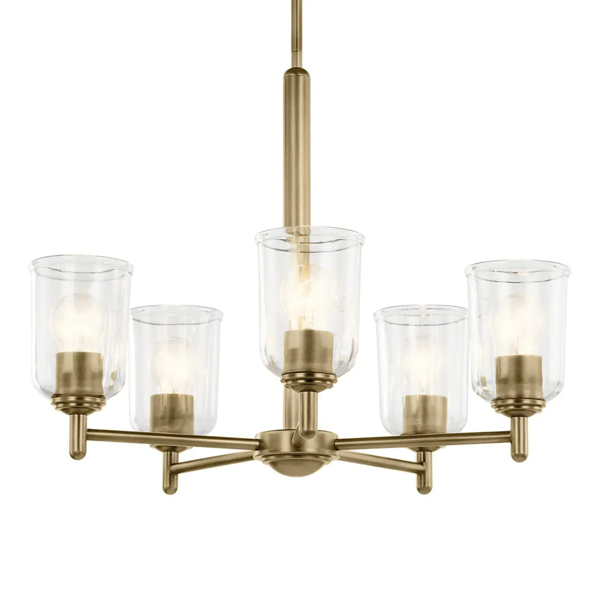 Shailene 24" 5-Light Chandelier with Clear Glass, Natural Brass Finish