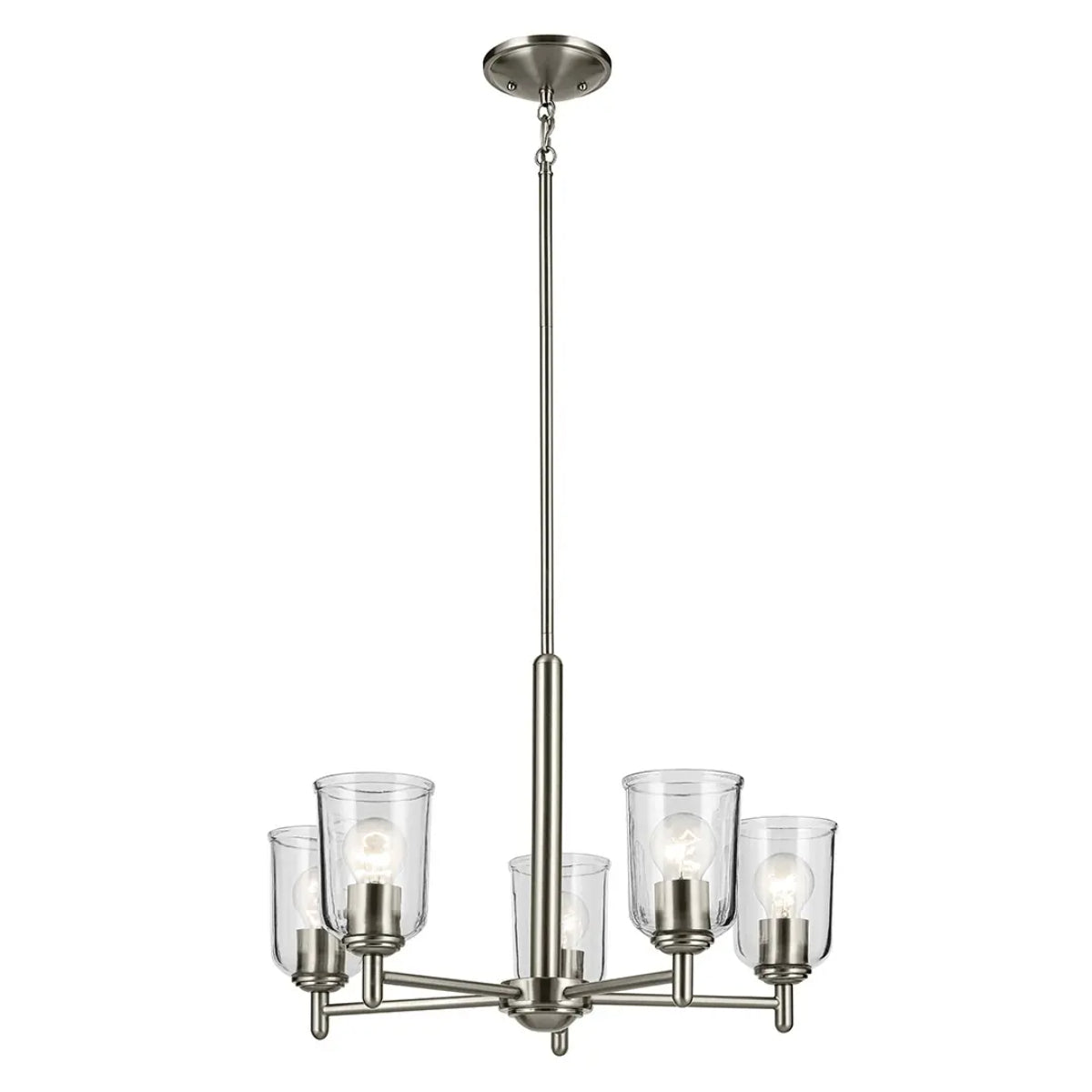 Shailene 24" 5-Light Chandelier with Clear Glass, Brushed Nickel Finish