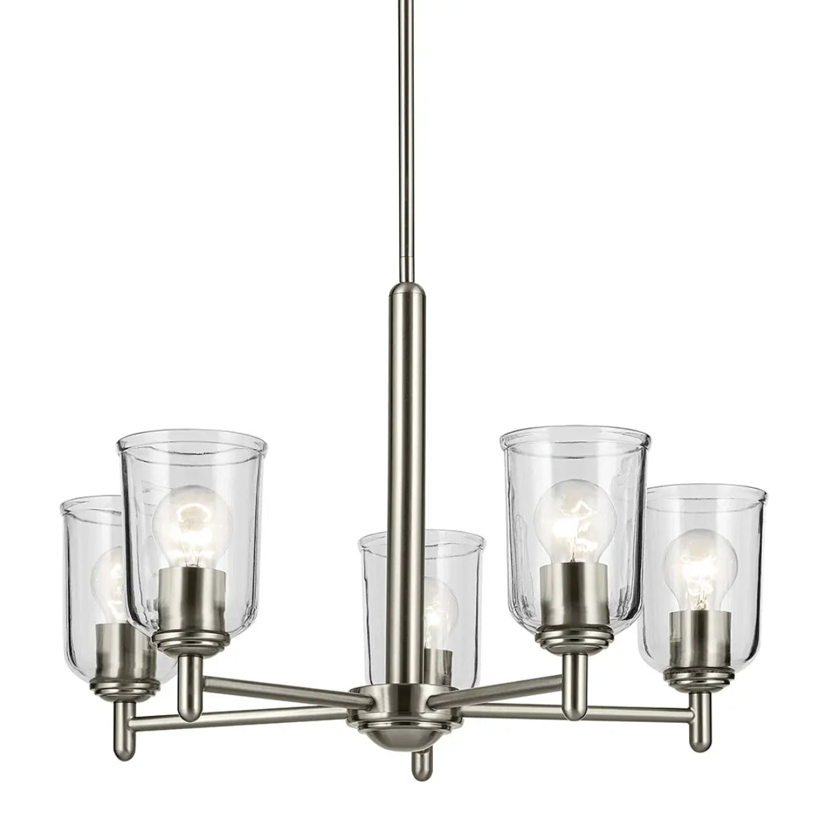 Shailene 24" 5-Light Chandelier with Clear Glass, Brushed Nickel Finish