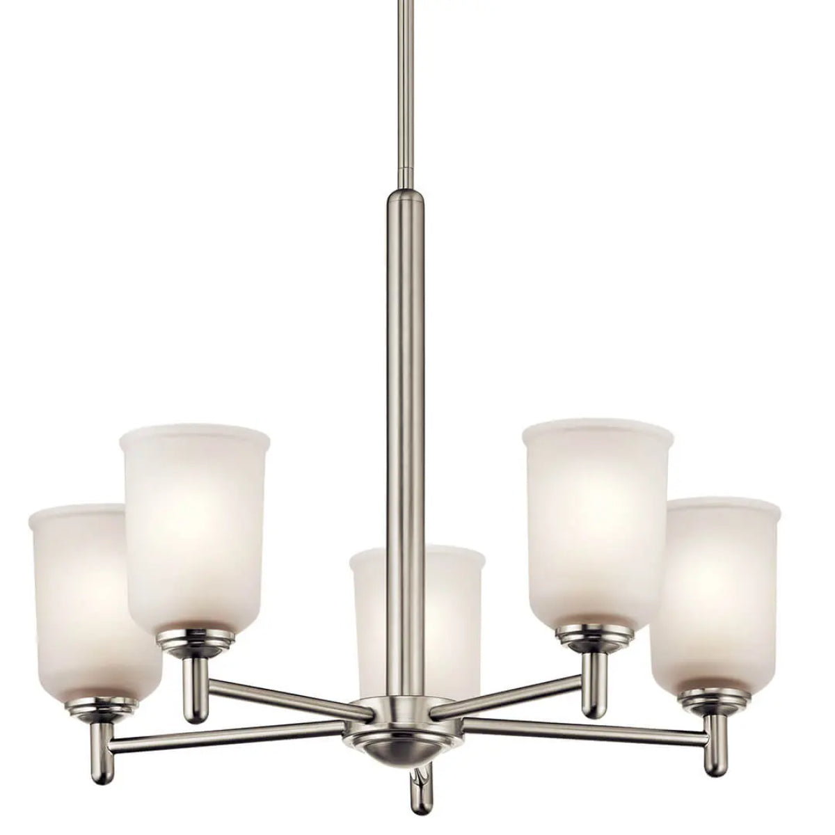 Shailene 24" 5-Light Chandelier with Clear Satin Etched Glass, Brushed Nickel Finish