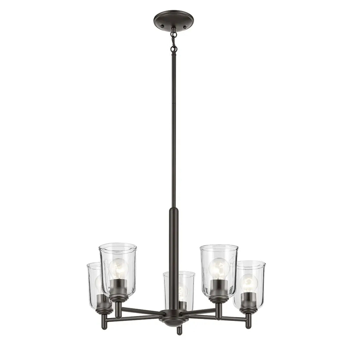 Shailene 24" 5-Light Chandelier with Clear Glass, Olde Bronze Finish