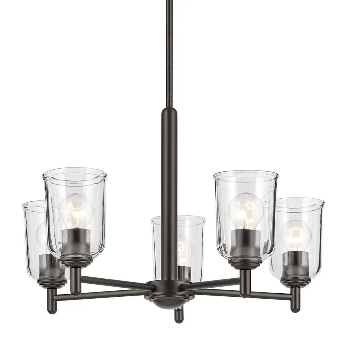 Shailene 24" 5-Light Chandelier with Clear Glass, Olde Bronze Finish