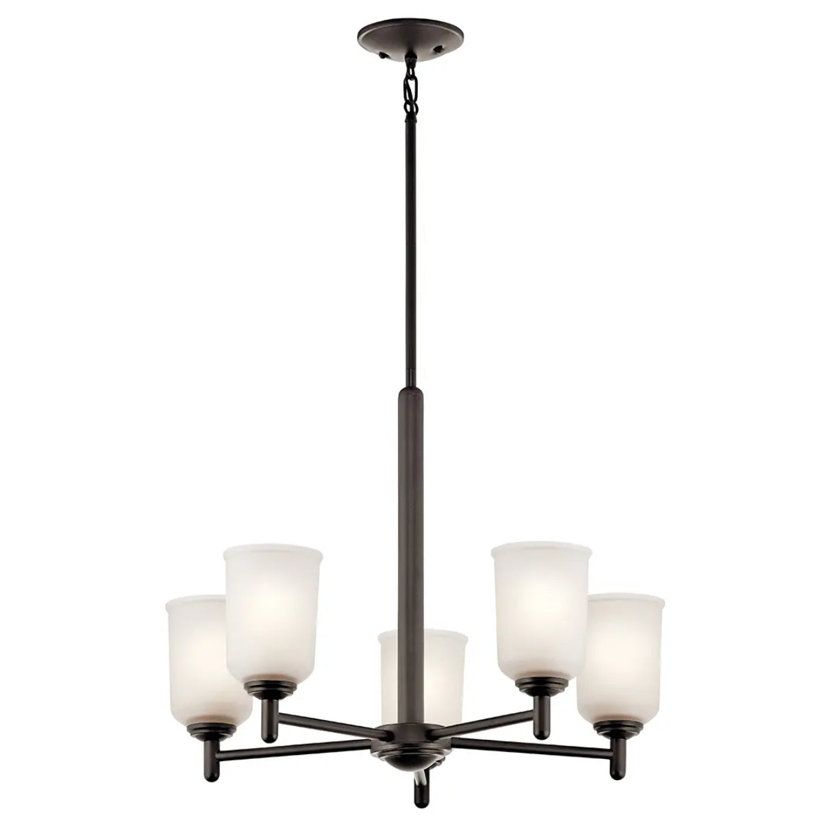 Shailene 24" 5-Light Chandelier with Clear Satin Etched Glass, Olde Bronze Finish