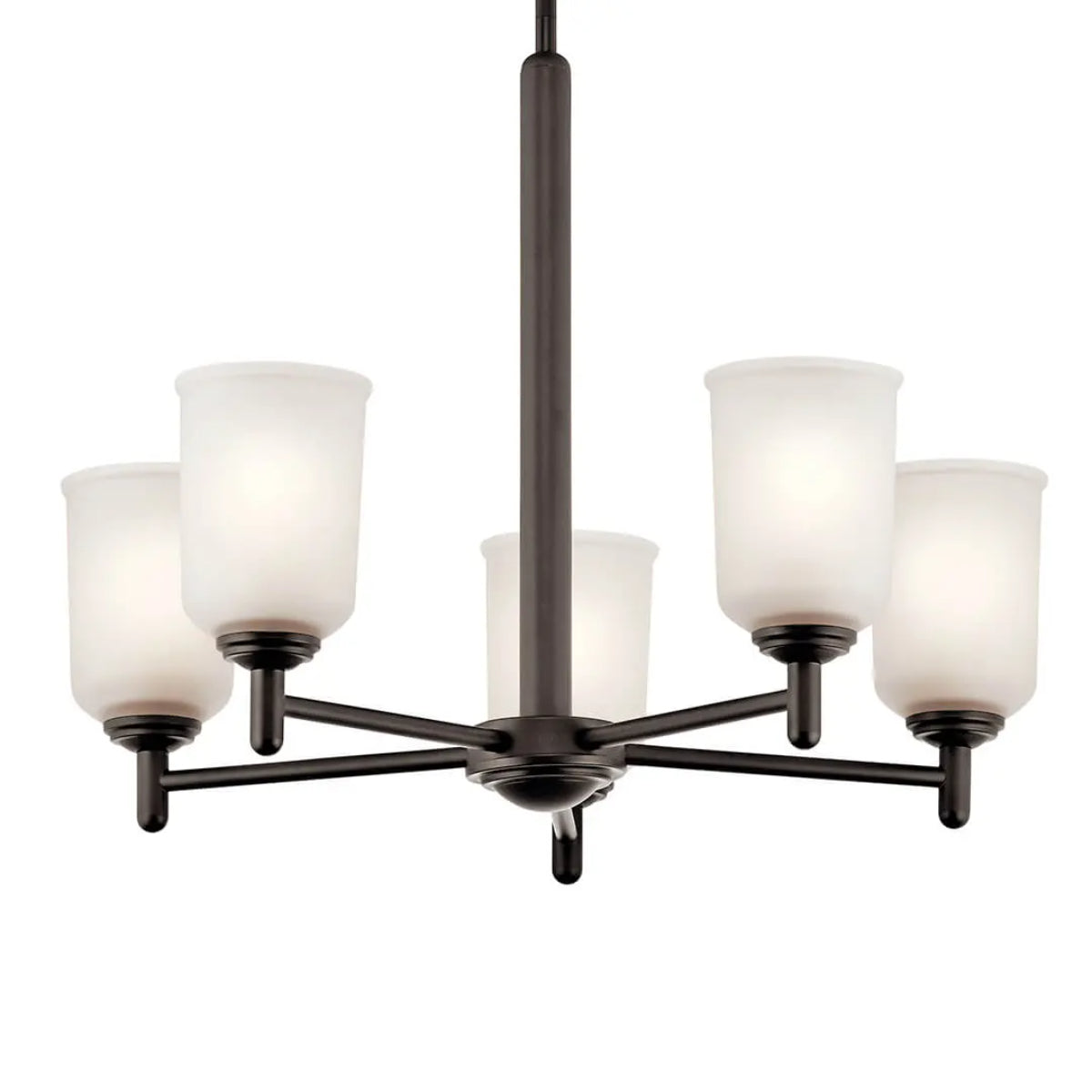 Shailene 24" 5-Light Chandelier with Clear Satin Etched Glass, Olde Bronze Finish