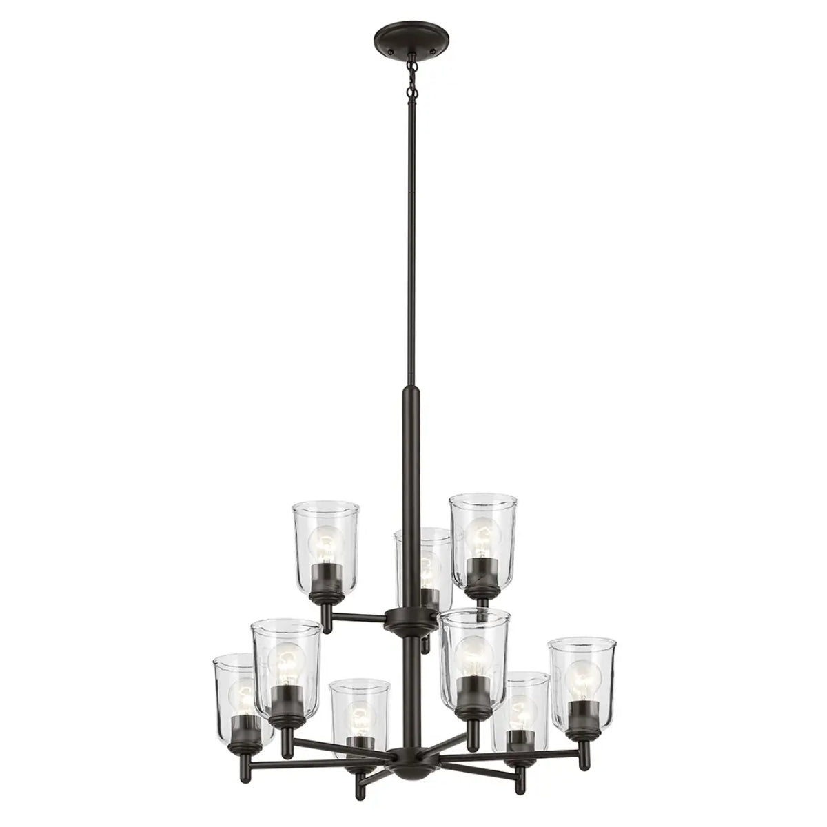 Shailene 27" 9-Light Chandelier with Clear Glass, Olde BronzeFinish - Bees Lighting