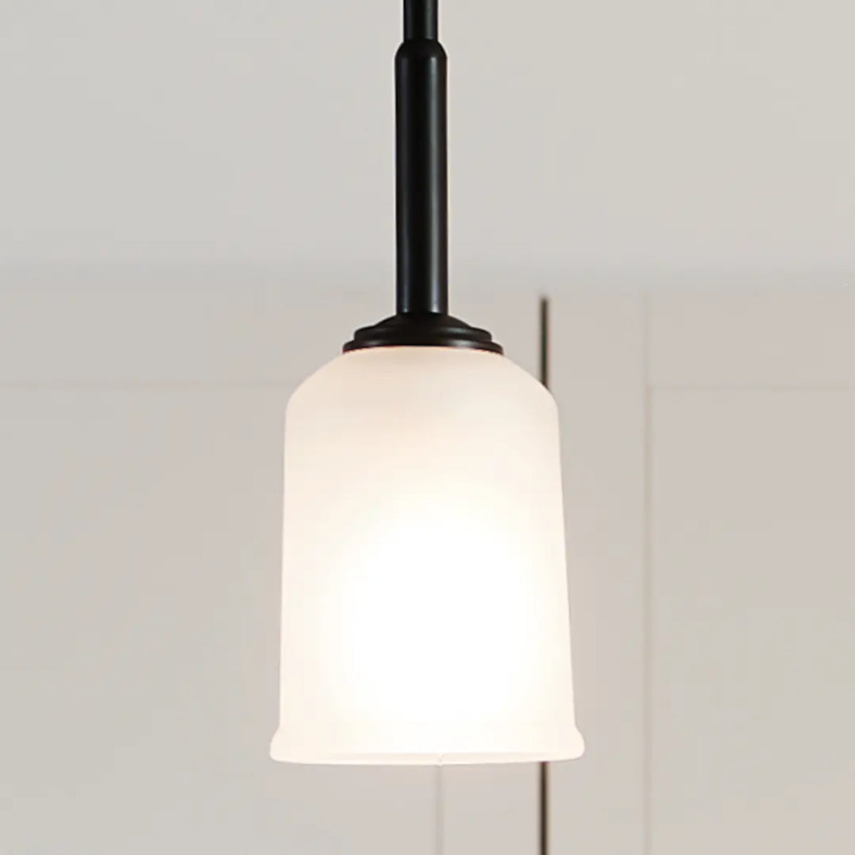 Shailene 11" 1-Light Mini Pendant Light with Clear Satin Etched Glass, Black Finish