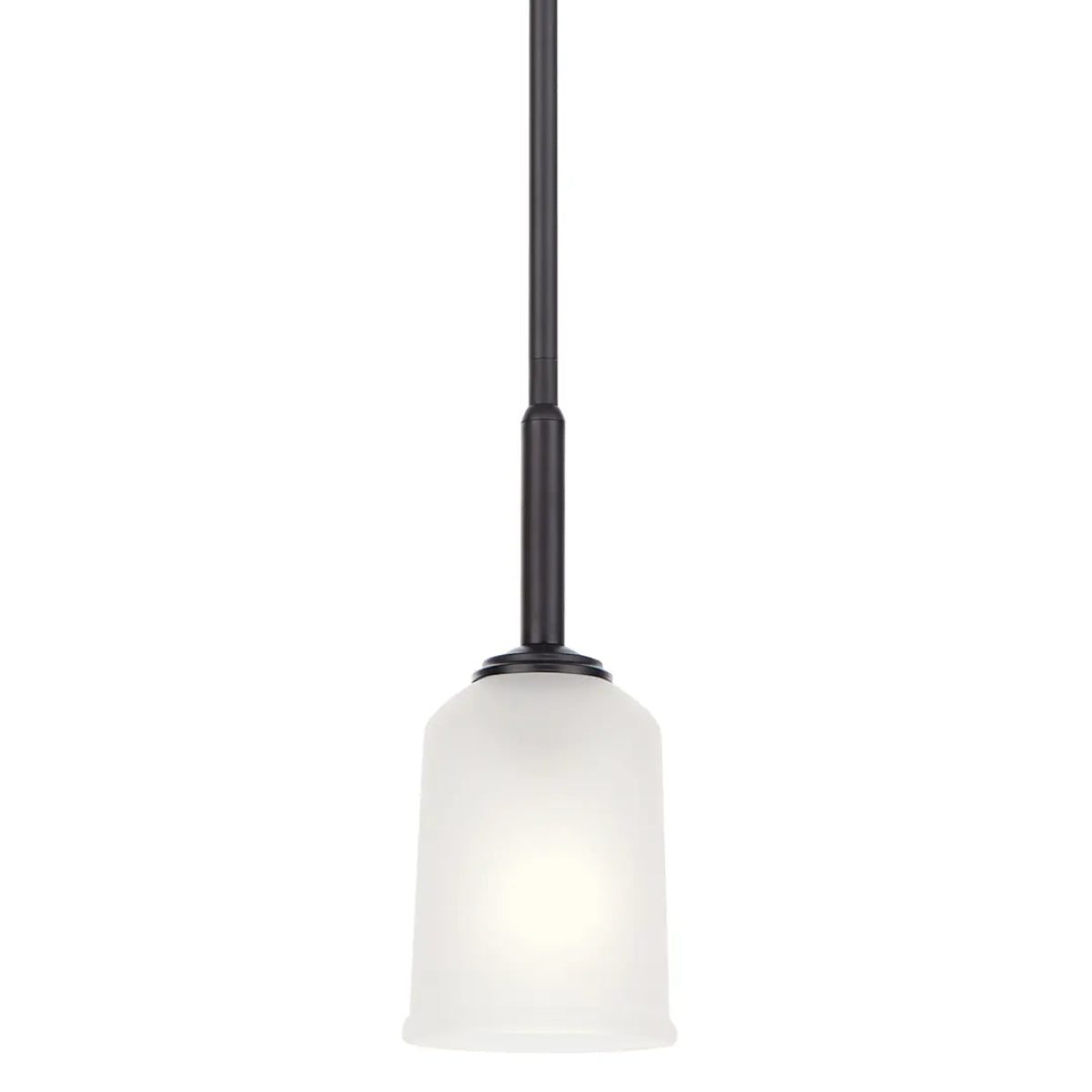 Shailene 11" 1-Light Mini Pendant Light with Clear Satin Etched Glass, Black Finish