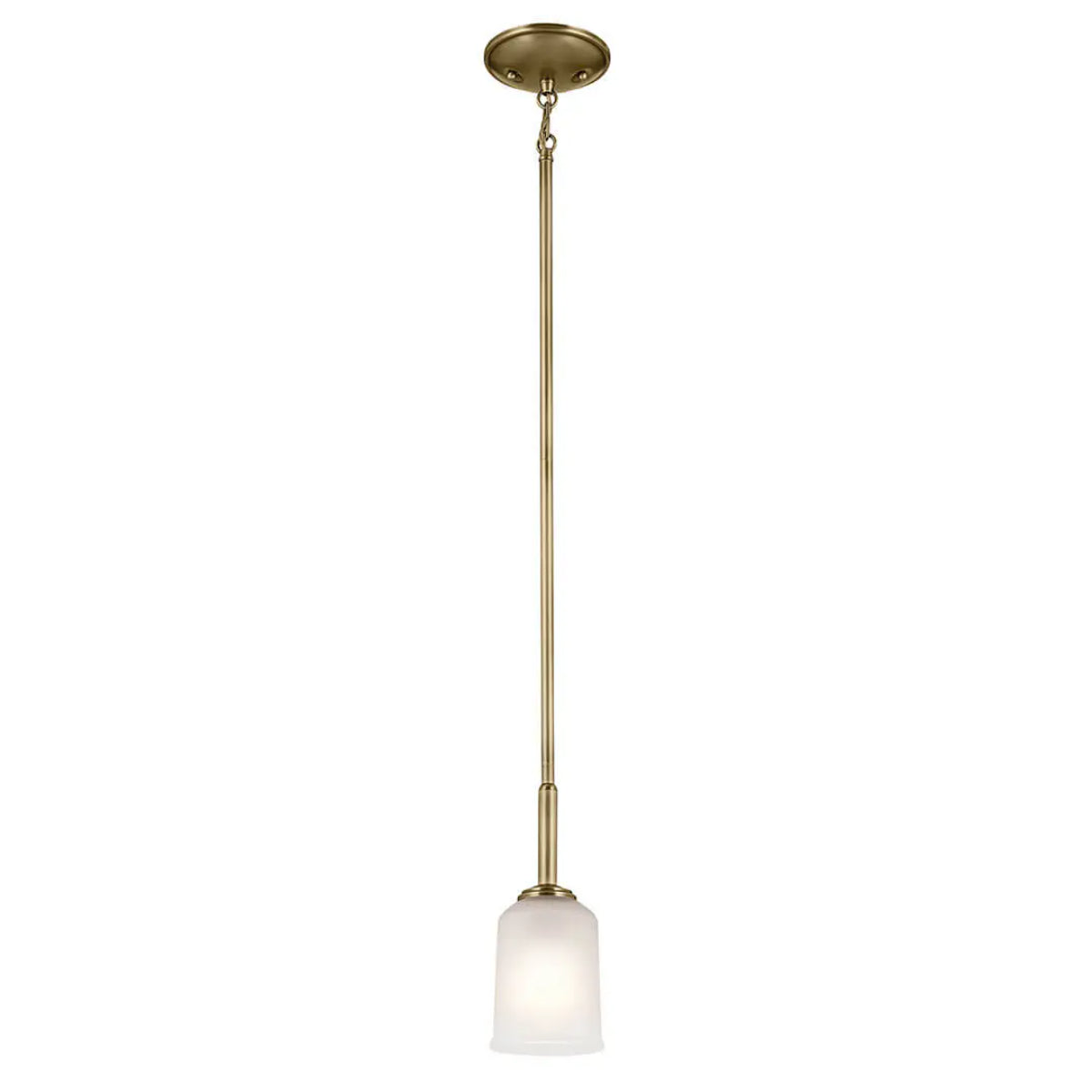 Shailene 11" 1-Light Mini Pendant Light with Clear Satin Etched Glass, Natural Brass Finish