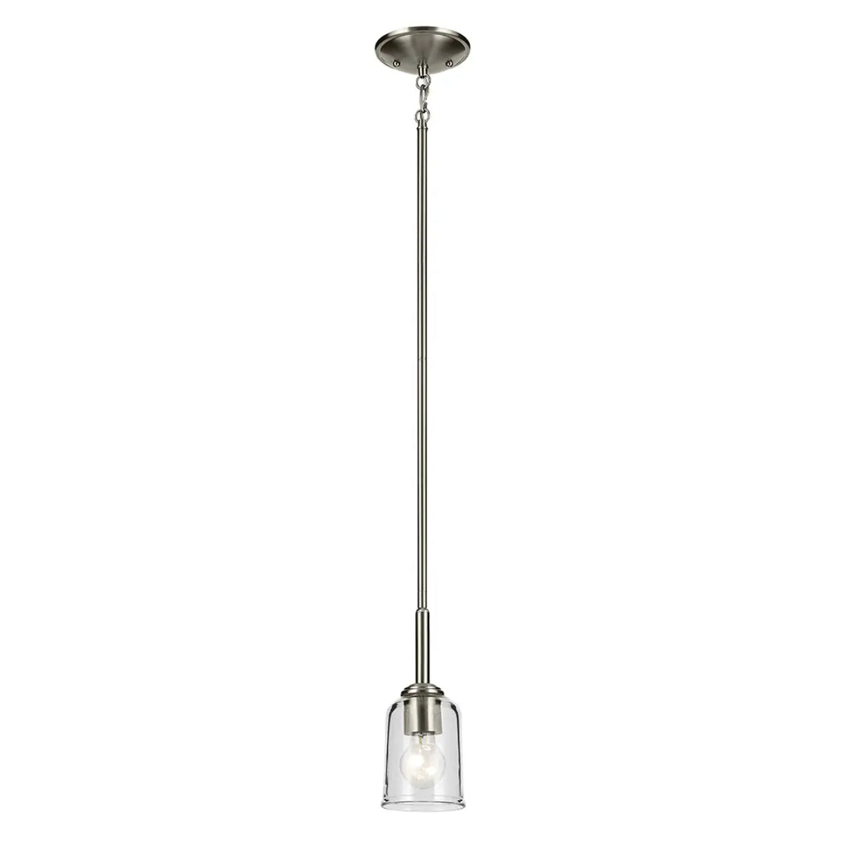 Shailene 11" 1-Light Mini Pendant Light with Clear Glass, Brushed Nickel Finish - Bees Lighting