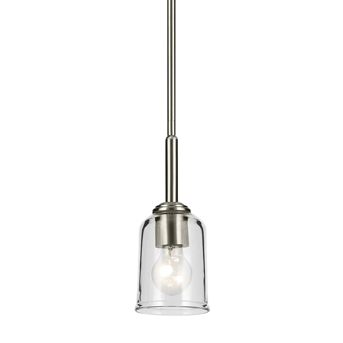 Shailene 11" 1-Light Mini Pendant Light with Clear Glass, Brushed Nickel Finish - Bees Lighting