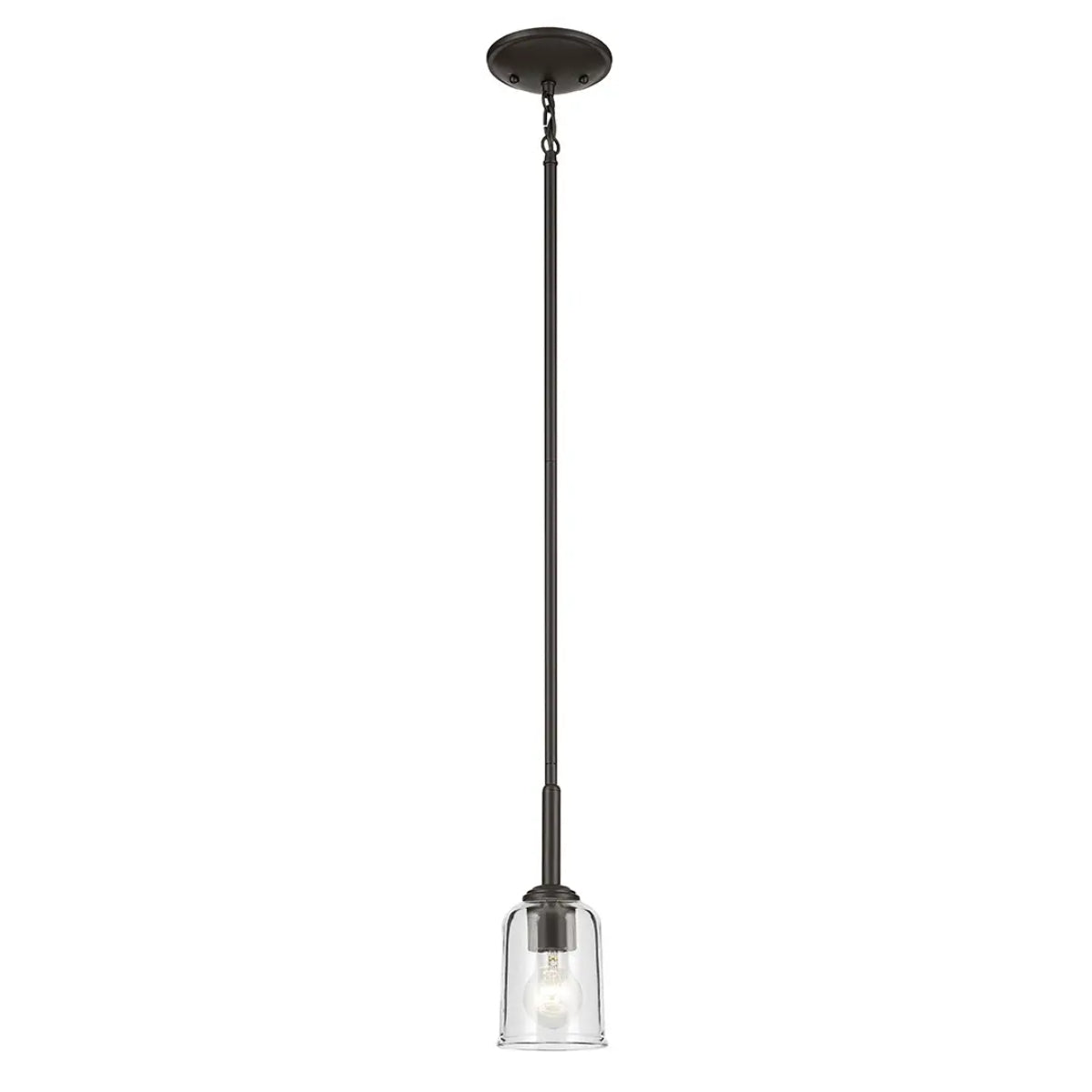 Shailene 11" 1-Light Mini Pendant Light with Clear Glass, Olde Bronze Finish - Bees Lighting