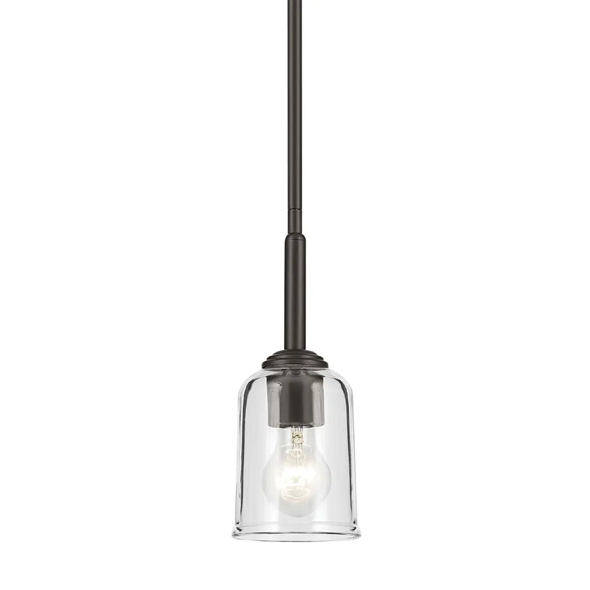 Shailene 11" 1-Light Mini Pendant Light with Clear Glass, Olde Bronze Finish - Bees Lighting