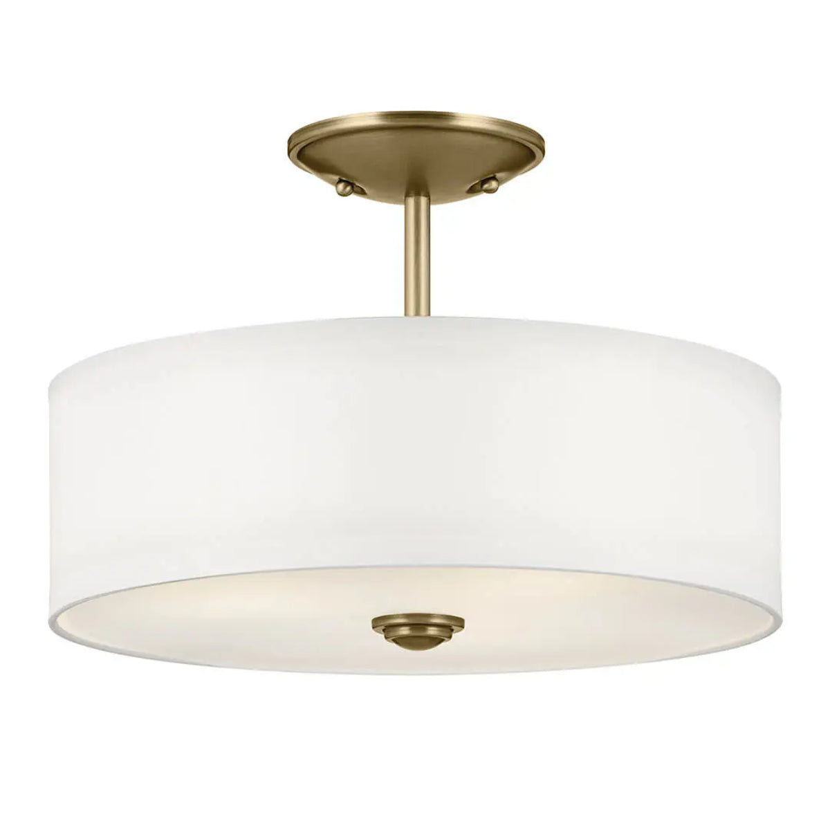 Shailene 14" 3-Light Semi-Flush Mount Light, Natural Brass Finish