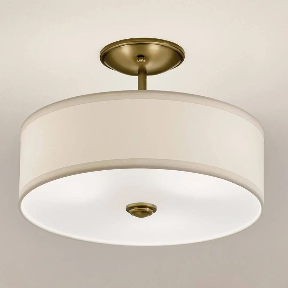 Shailene 14" 3-Light Semi-Flush Mount Light, Natural Brass Finish