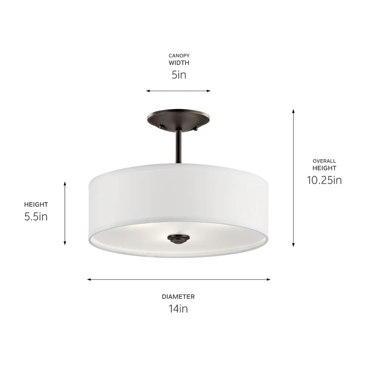 Shailene 14" 3-Light Semi-Flush Mount Light, Olde Bronze Finish - Bees Lighting