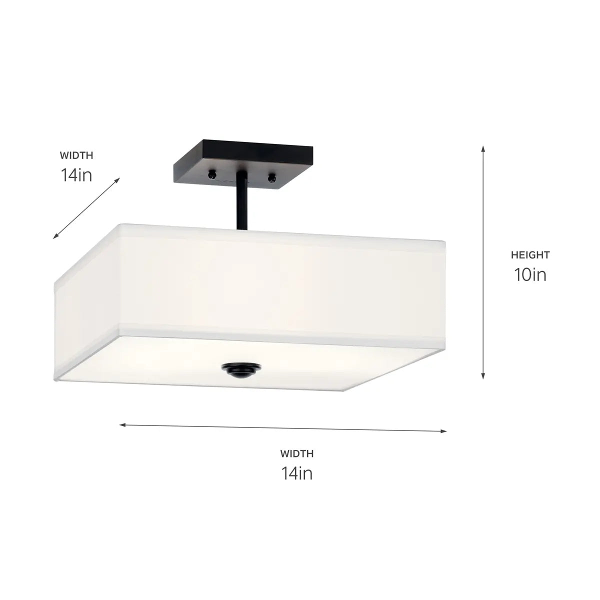 Shailene 14" 3-Light Semi-Flush Mount, Black Finish - Bees Lighting