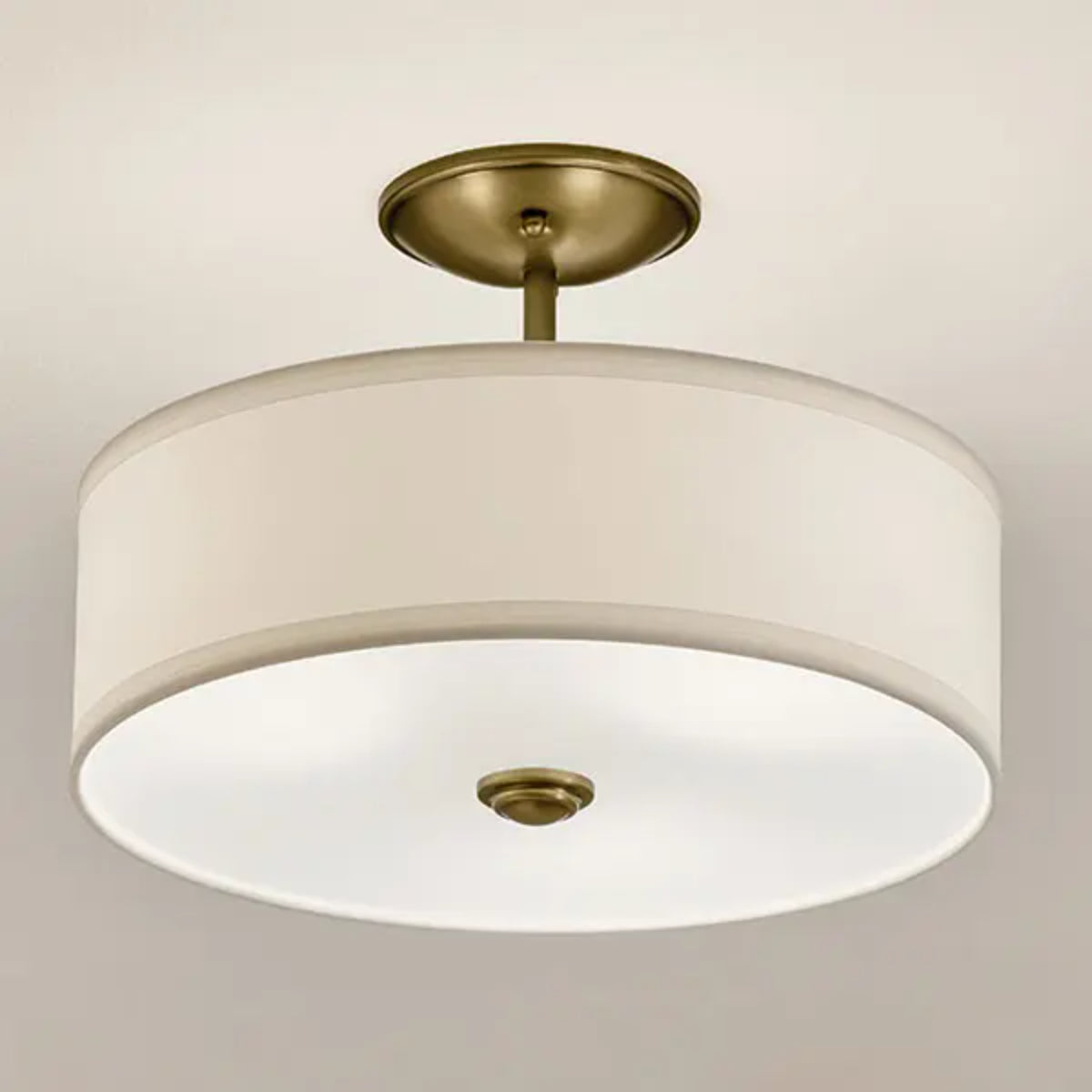 Shailene 18" 3-Light Round Semi-Flush Mount, Natural Brass Finish