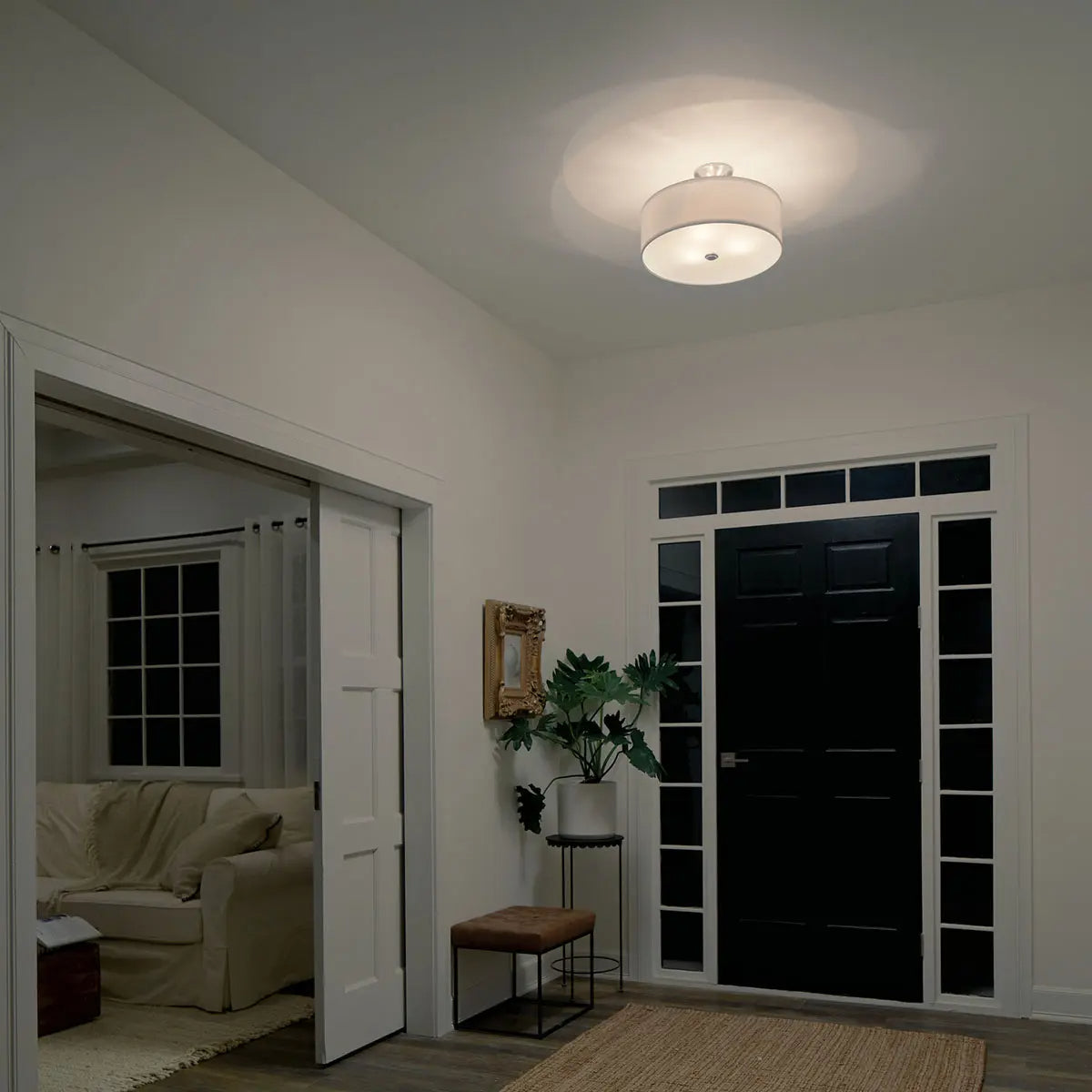 Shailene 18" 3-Light Round Semi-Flush Mount, Brushed Nickel Finish - Bees Lighting