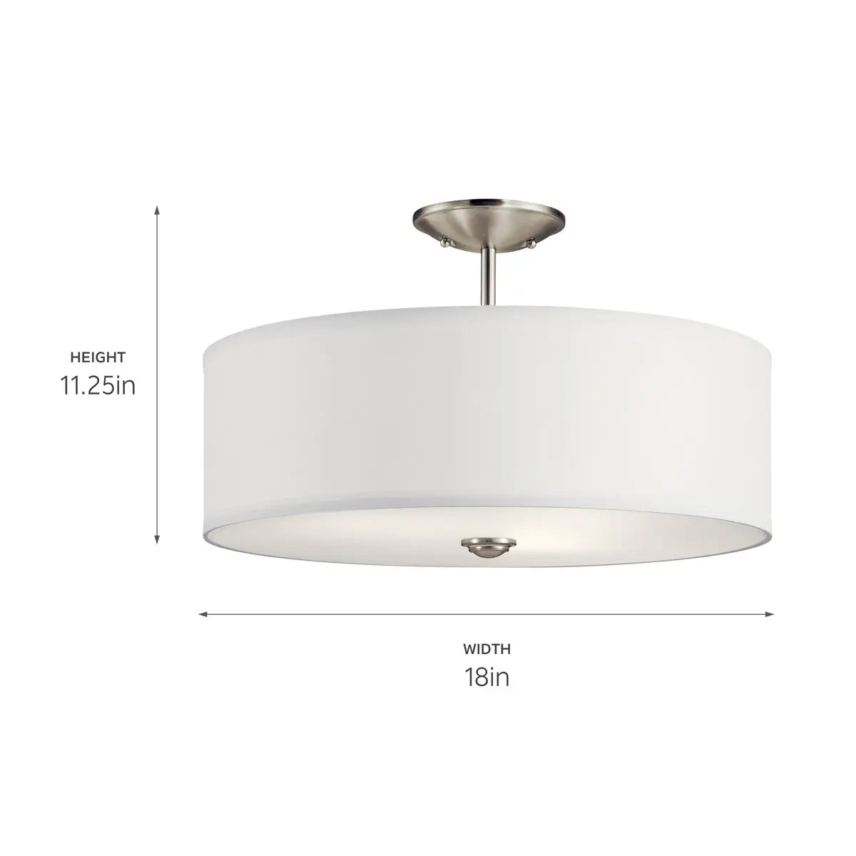 Shailene 18" 3-Light Round Semi-Flush Mount, Brushed Nickel Finish - Bees Lighting