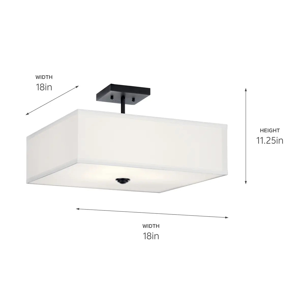 Shailene 18" 3-Light Square Semi-Flush Mount, Black Finish - Bees Lighting