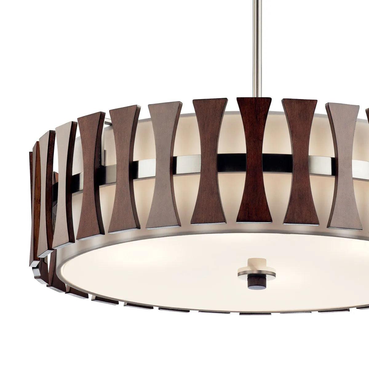 Cirus 24" Cirus 4-Light Convertible Pendant Light with Clear Satin Etched Glass, Auburn Stained Finish