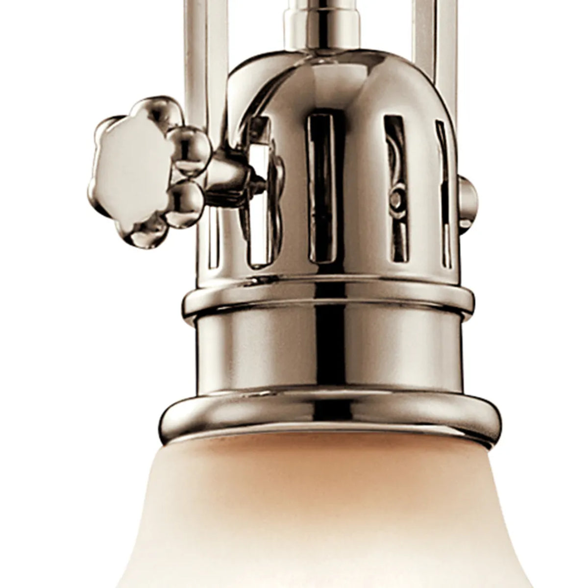 Hatteras Bay 10" 1-Light Mini Pendant Light with Satin etched white glass, Polished nickel Finish - Bees Lighting