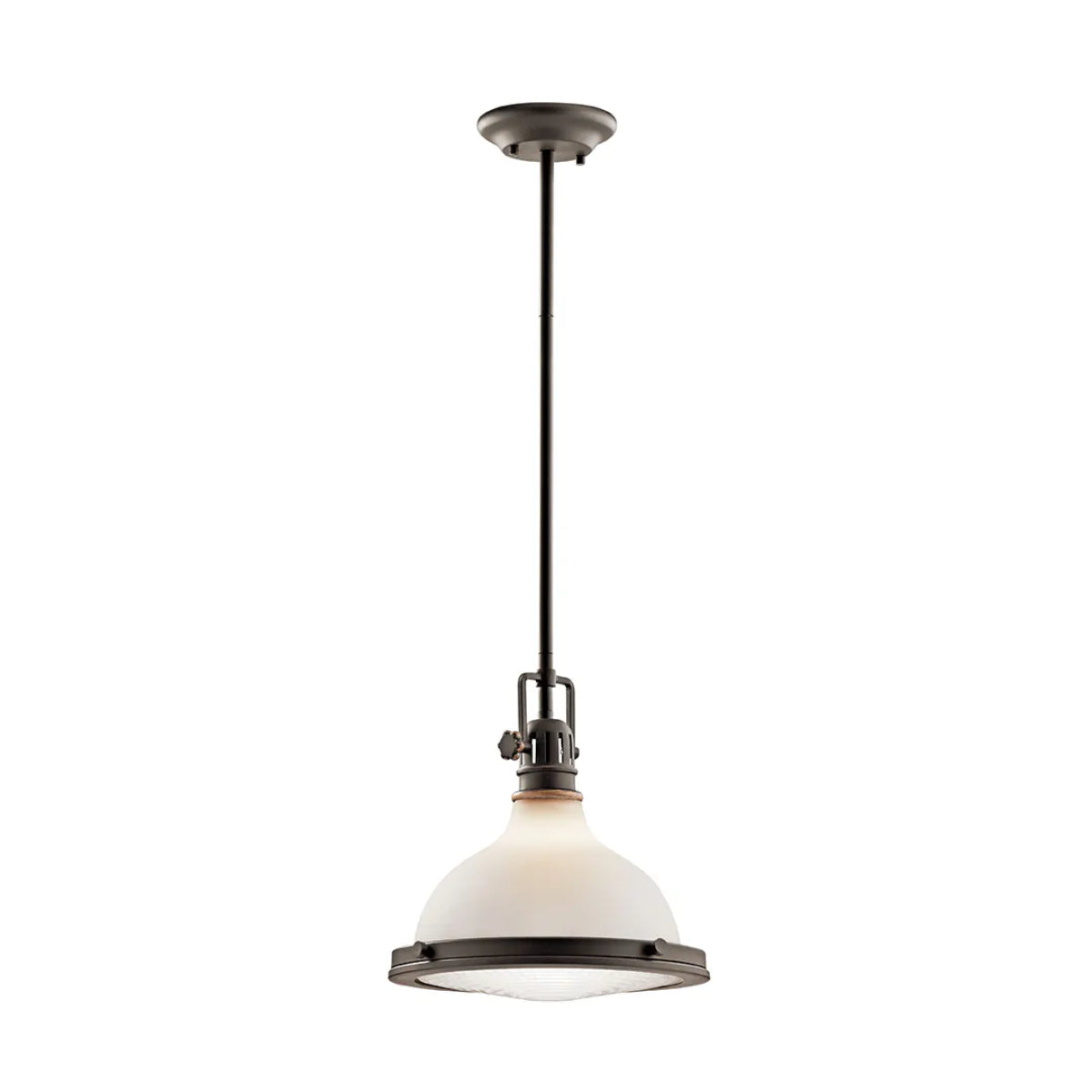 Hatteras Bay 12" 1-Light Pendant Light with Satin etched white glass, Olde bronze Finish - Bees Lighting