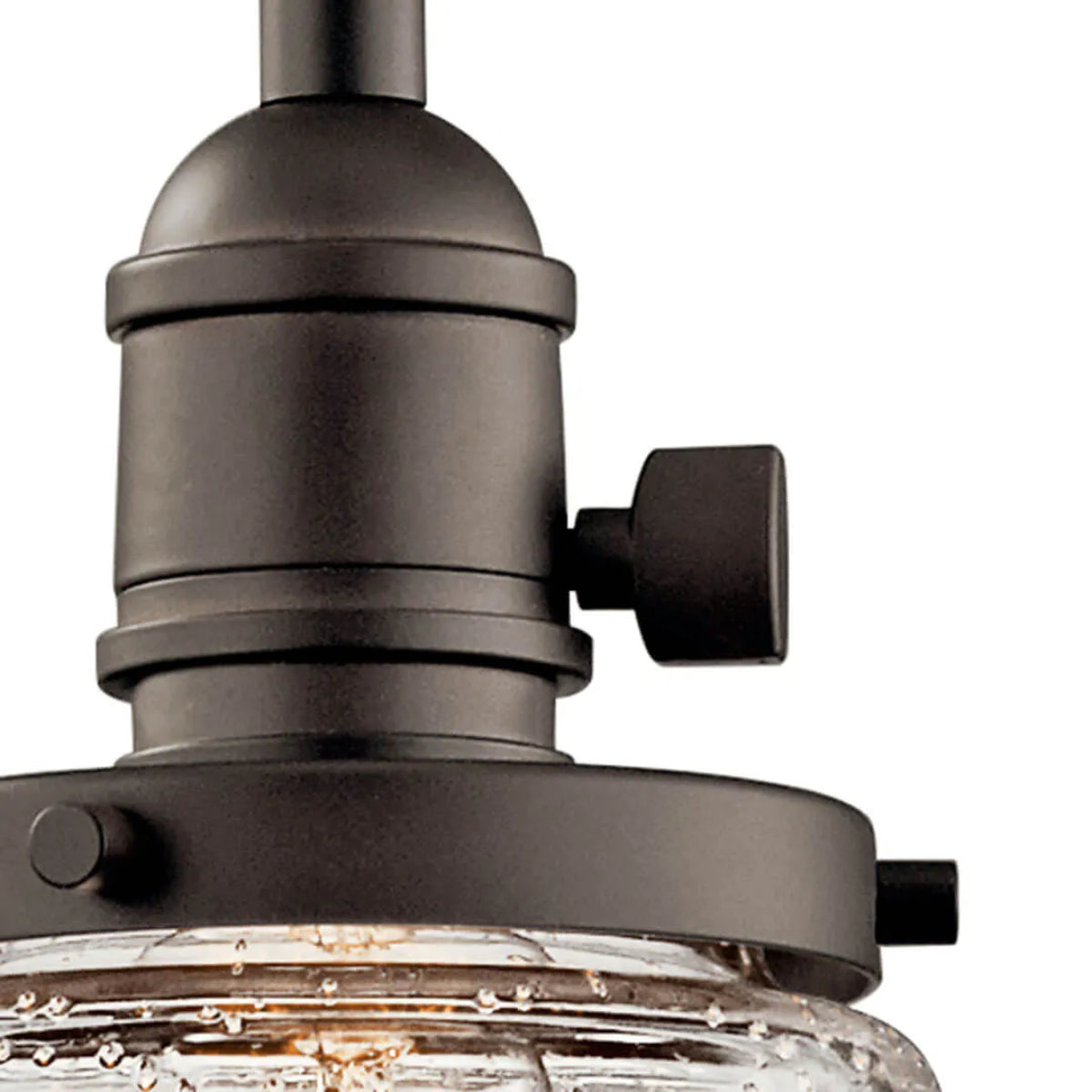 Avery 9" 1-Light Mini ConePendant Light with Clear Seeded Glass, Olde Bronze Finish - Bees Lighting