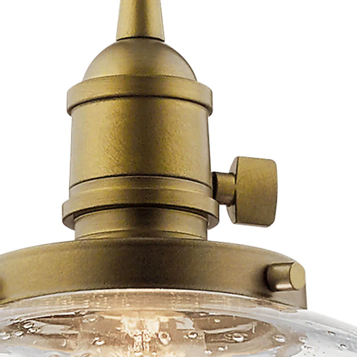 Avery 11" 1-Light Pendant Light with Clear Seeded Glass, Natural Brass Finish - Bees Lighting